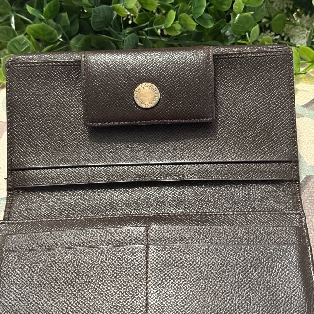 BVLGARI Brown Leather Bifold Long Wallet Purse - Picture 11 of 16